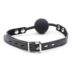 Ohmama Fetish - Bâillon Balle En Silicone Avec Ceinture En Cuir (Cadenas Inclus)